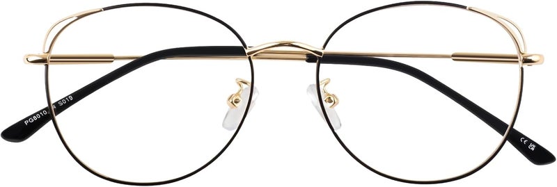 LINVO Classic Fake Glasses Women, Cat Eye Metal Clear Lens Eyeglasses with 100% UV400 Protection - Image 1